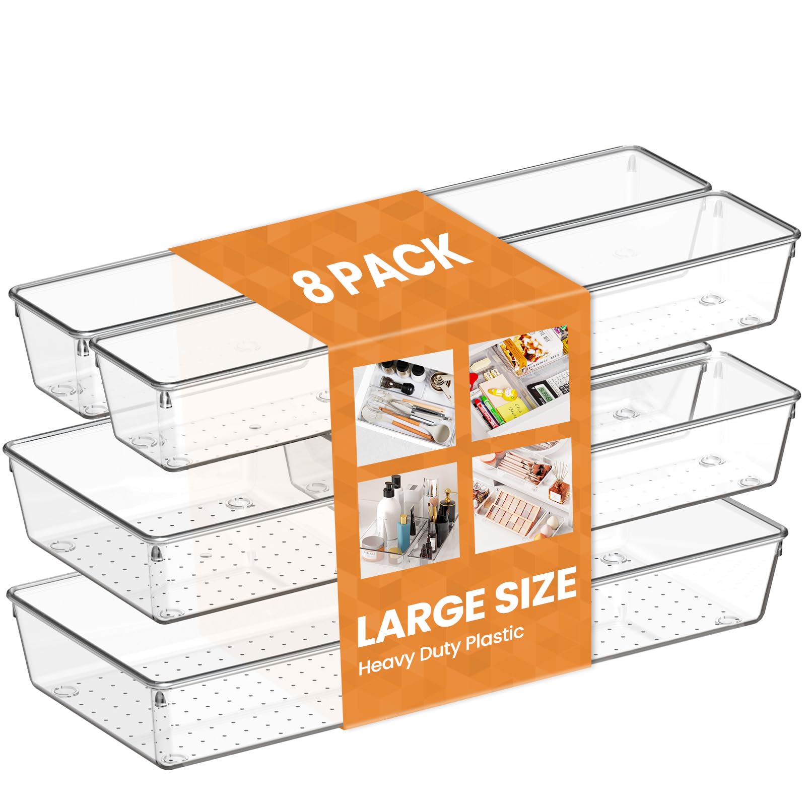 NorthPeak™ Clear Drawer Organizer Set (8 Pack)